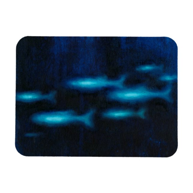 Blue Translucent Fish Silhouettes Magnet (Horizontal)