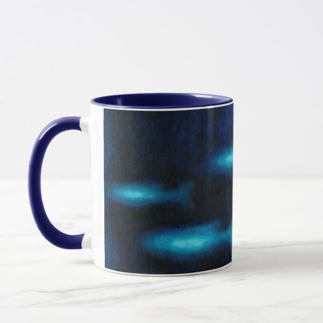Blue Translucent Fish Silhouettes Mug (Left)