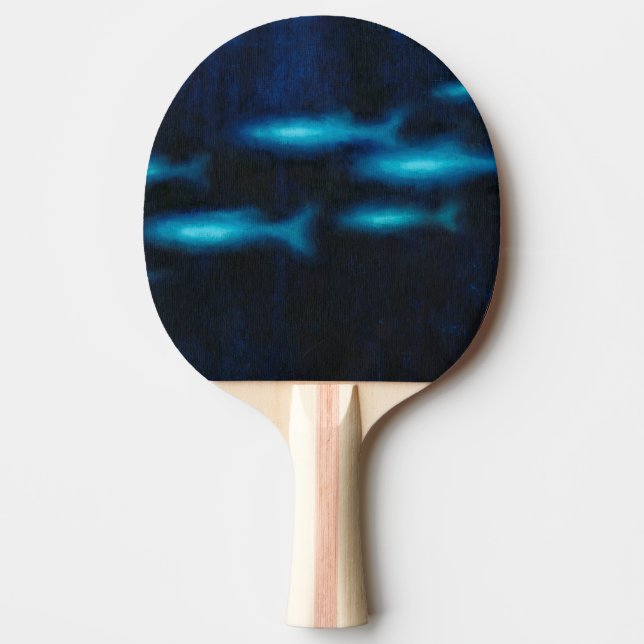 Blue Translucent Fish Silhouettes Ping Pong Paddle (Front)