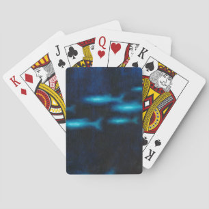 Blue Translucent Fish Silhouettes Playing Cards