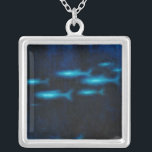 Blue Translucent Fish Silhouettes Silver Plated Necklace<br><div class="desc">This vibrant fine art print of a group of blue translutent fish swimming will be a great addition to any Zazzle product and will bring a great pop of colour. Get it today!</div>