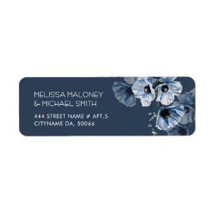 Blue Transparent Fine Art Flowers Return Address Label