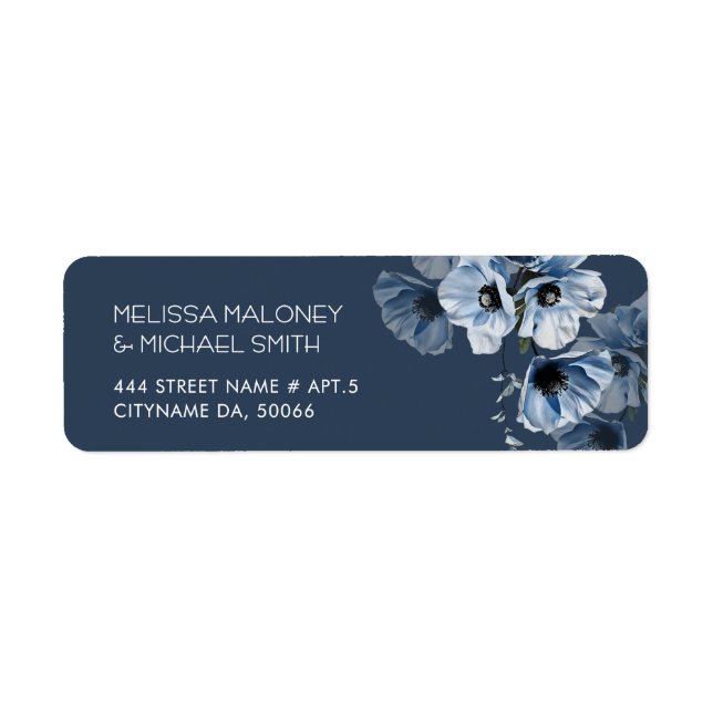 Blue Transparent Fine Art Flowers  Return Address Label (Front)