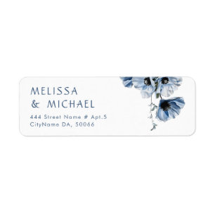 Blue Transparent Fine Art Flowers Return Address Label