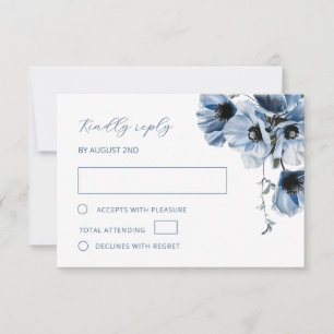 Blue Transparent Flower RSVP Card