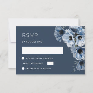Blue Transparent Flower RSVP Card