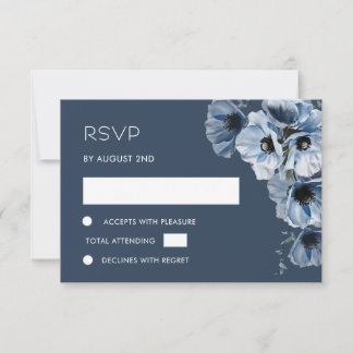Blue Transparent Flower RSVP Card