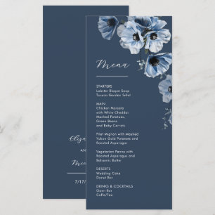 Blue Transparent Flowers Weddding Menu