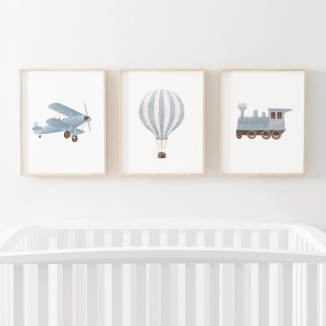Blue Transportation Nursery Decor Biplane Train (Creator Uploaded)