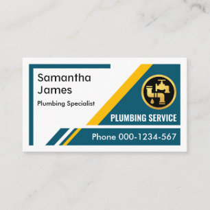 Blue Trapezium Layers Plumbing Business Card