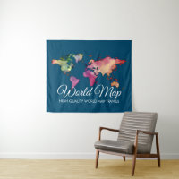 Blue Travel Agency Watercolor World Map