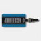 Blue travel luggage tag with custom name monogram