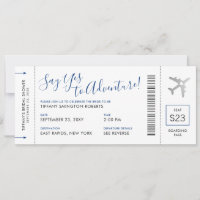 Blue Travel Theme Bridal Shower Boarding Pass