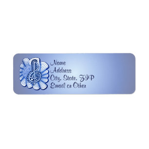 Blue Treble Clef Music Art Return Address Label