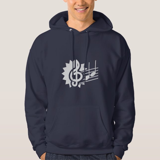 Blue Treble Clef; Music Notes Hoodie (Front)