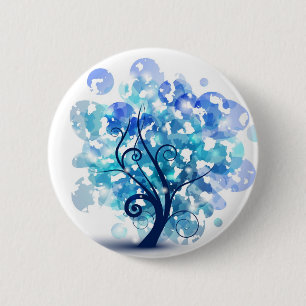 Blue Tree 6 Cm Round Badge