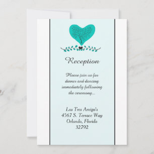 Blue Tree and Heart 3.5x7 Reception Card