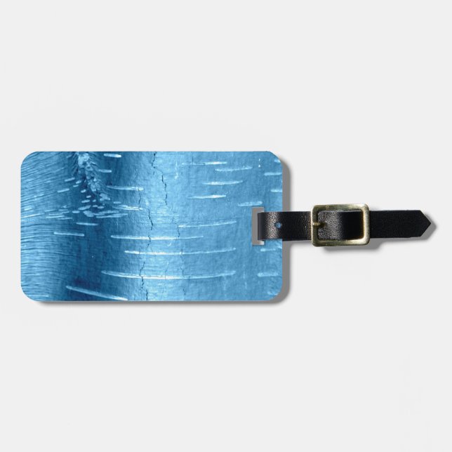 Blue Tree Bark Luggage Tag (Front Horizontal)