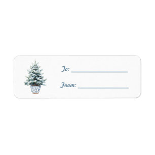 Blue Tree Christmas  Return Address Label