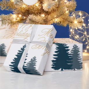 Blue tree Christmas  Wrapping Paper