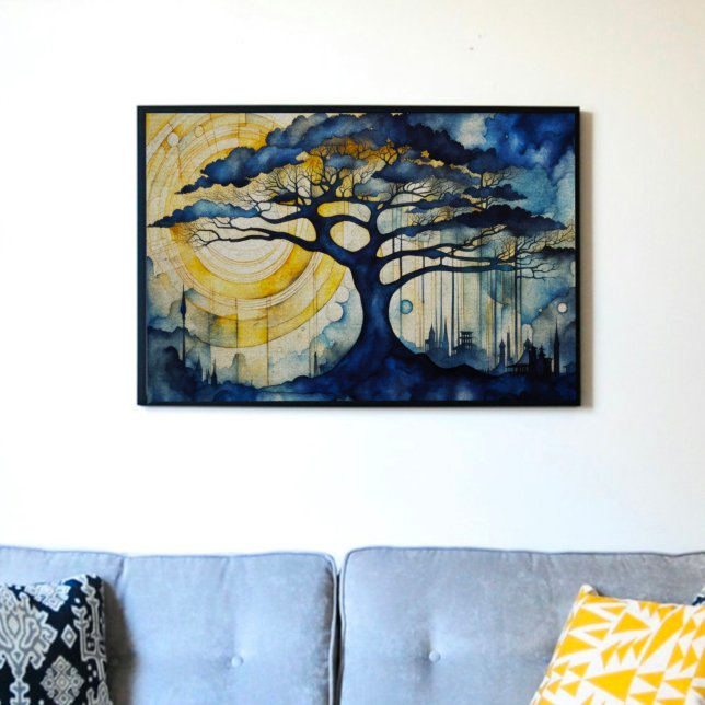 Blue Tree in Moonlight Decoupage Tissue Paper (Creator Uploaded)