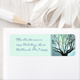 Blue Tree Lights Return Address Label