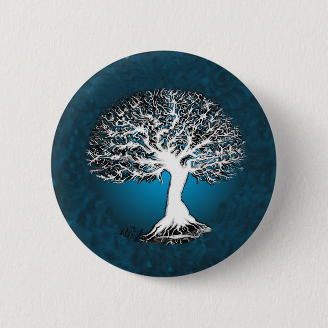 Blue Tree of Life 6 Cm Round Badge (Front)