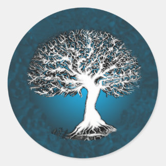Blue Tree of Life Classic Round Sticker
