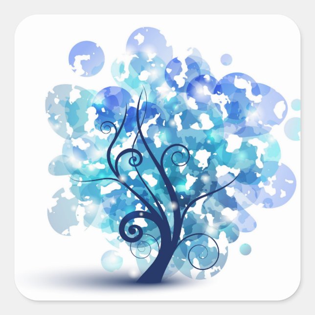 Blue Tree Square Sticker (Front)
