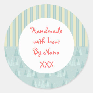 Blue trees 'Handmade by' Christmas stickers