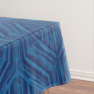 Blue Trellis Modern Stripe Squares and Diamonds Tablecloth