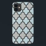 Blue Trellis, Quatrefoil, Moroccan Lattice iPhone 11 Case<br><div class="desc">Elegant,  stylish and sophisticated Moroccan trellis pattern in grey and blue colour. Modern and trendy gift,  perfect for the latticework lover in your life.</div>