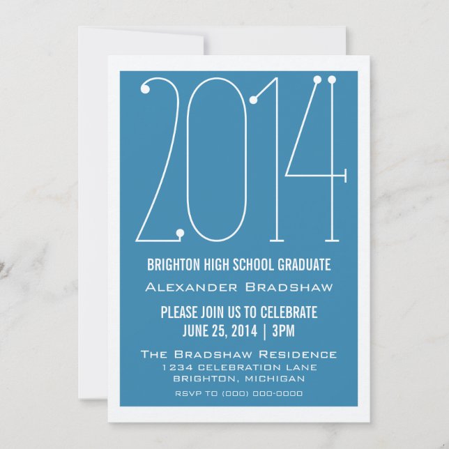 Blue Trendy 2014 Graduation Invitation (Front)