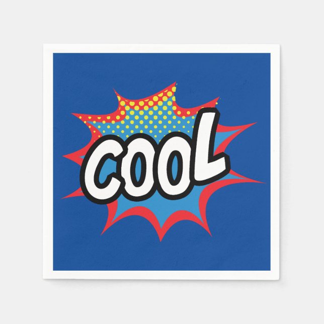 Blue Trendy Cool Pop art Napkin (Front)