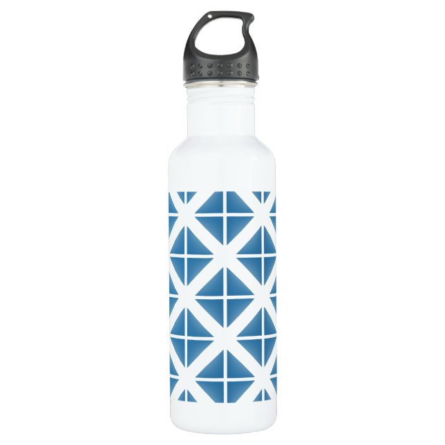 Blue Trendy Triangle Pattern 710 Ml Water Bottle (Front)