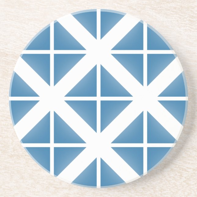 Blue Trendy Triangle Pattern Coaster (Front)
