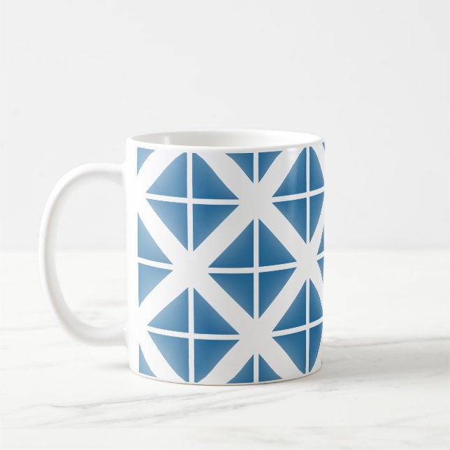 Blue Trendy Triangle Pattern Coffee Mug (Left)
