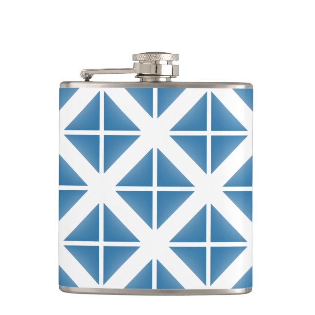Blue Trendy Triangle Pattern Hip Flask (Front)