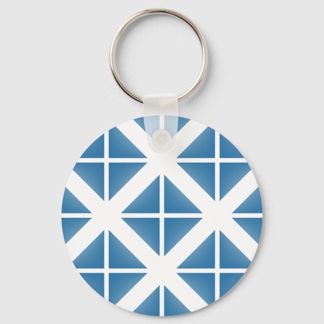 Blue Trendy Triangle Pattern Key Ring (Front)