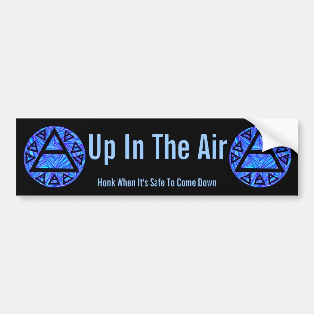 Blue Triad Ancient Air Symbol Up In The Air Bumper Sticker (Front)