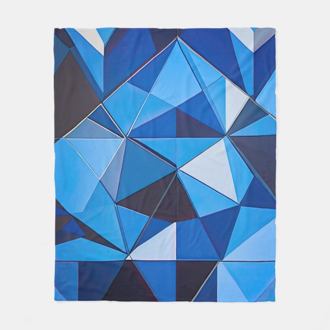 Blue Triangle Geometric Design Fleece Blanket (Front)