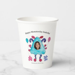Blue Triangle Monster Kid Birthday Party Paper Cup