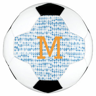 Blue Triangle Pattern Soccer Ball – Monogram