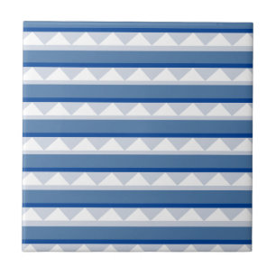 Blue Triangle Stripe Pattern  Ceramic Tile