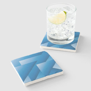 Blue triangles stone coaster