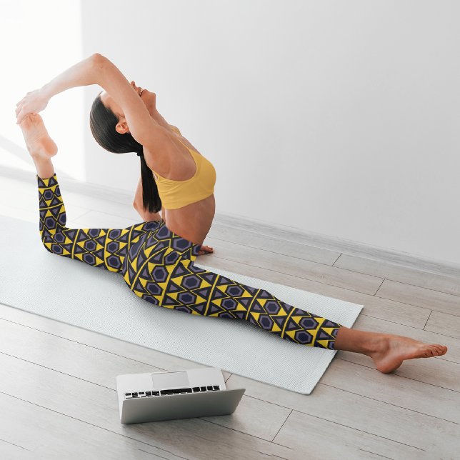 Blue Triangles Yellow Capri Leggings (Creator Uploaded)