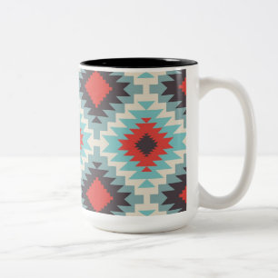 Blue Tribal Abstract Two-Tone Coffee Mug