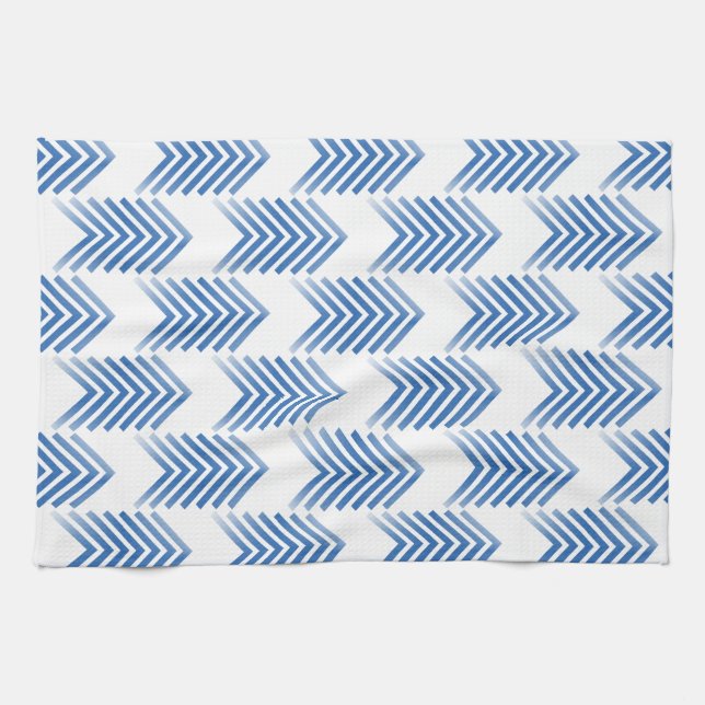 Blue Tribal Arrow Pattern Tea Towel (Horizontal)