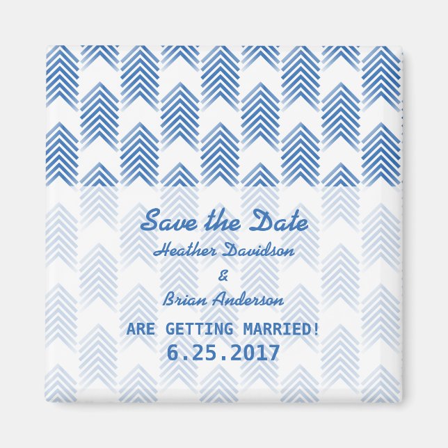 Blue Tribal Arrows Save the Date Magnet (Front)