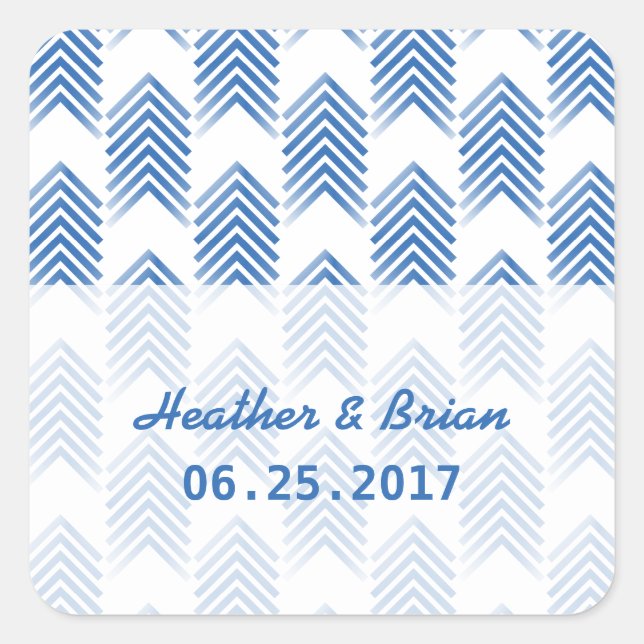 Blue Tribal Arrows Wedding Stickers (Front)